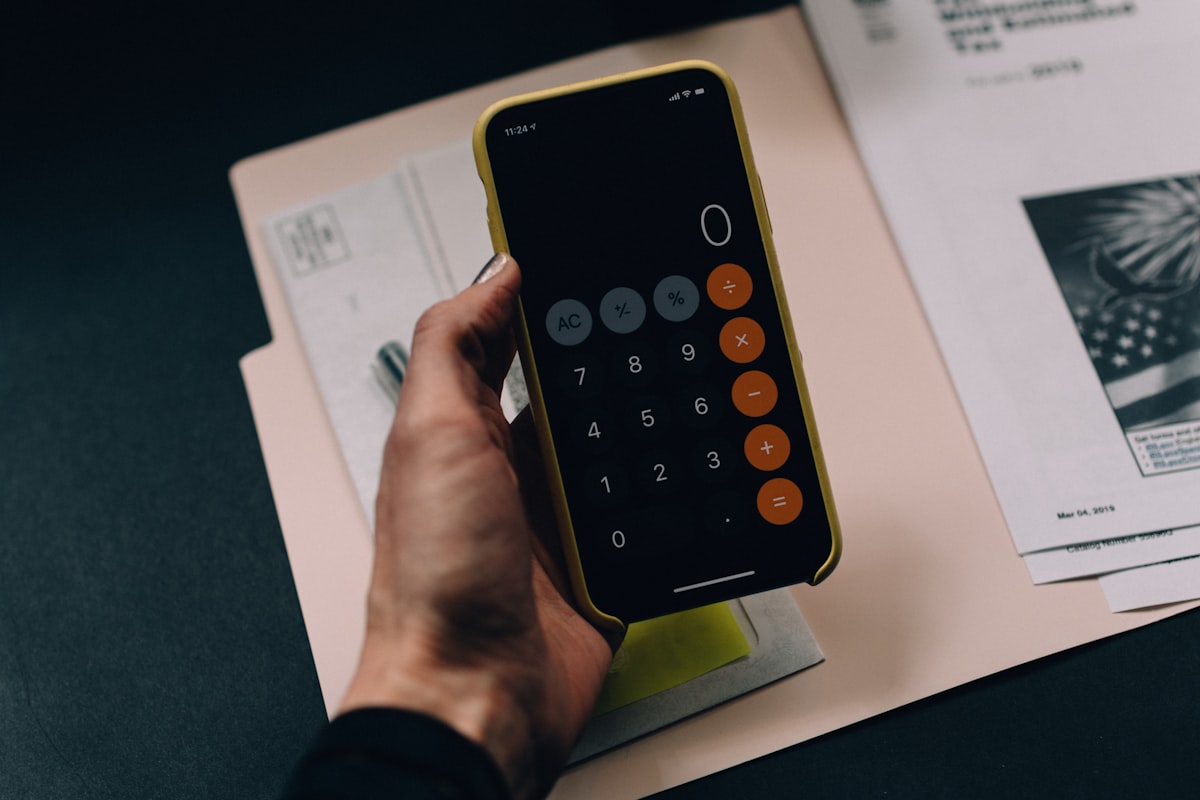 Utility bill and calculator on a desk